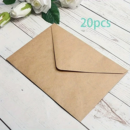 20/50pcs Premium Kraft Paper Envelopes - Perfect for DIY Greeting Cards, Wedding Invitations & Birthday Notes - 20pcs