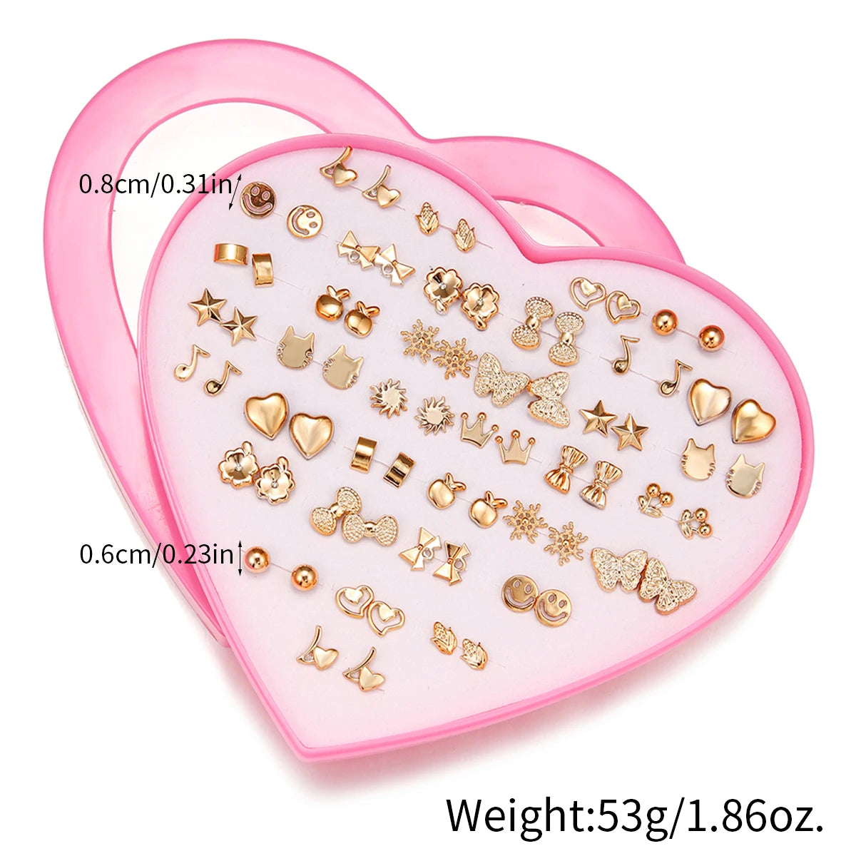 New Design Random 36 Pairs/Lot Lovely Mini Earing Cute Snowflakes Cat Butterfly Stud Earrings For Girl Fashion Daily Ear Jewe