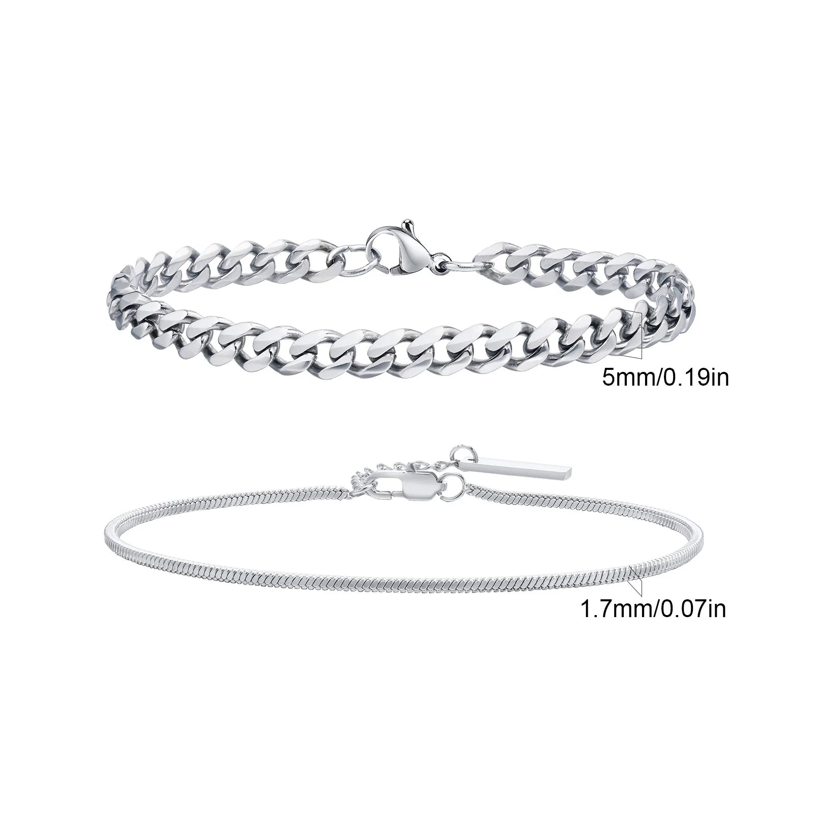 2pcs Men's Chain Bracelets,Stainless Steel Silver Gold Black Color Twist Rope Chain Wristband,Trendy Cuban Link Chains Gift