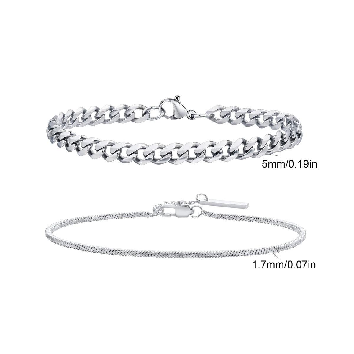 2pcs Men's Chain Bracelets,Stainless Steel Silver Gold Black Color Twist Rope Chain Wristband,Trendy Cuban Link Chains Gift -