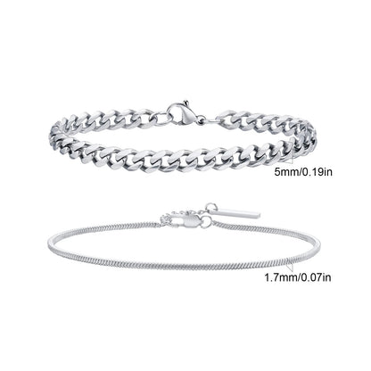 2pcs Men's Chain Bracelets,Stainless Steel Silver Gold Black Color Twist Rope Chain Wristband,Trendy Cuban Link Chains Gift -