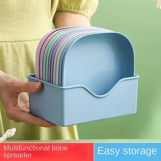 10pcs Set Reusable Fruit & Dessert Plates - Washable, Multifunctional Snack Dishes with Built-In Base for Bones & Candy - Ver