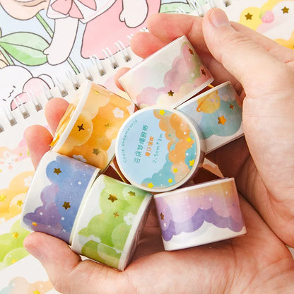 8 Rolls Washi Tape Set Kawaii Cloud Stickers Stationery Masking Tape for DIY Arts Crafts Gift Wrapping Journaling Scrapbookin