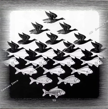 Modern Abstract Art Escher Surreal Geometric Artwork Posters Prints Canvas Painting Wall Art Pictures for Living Room Home De