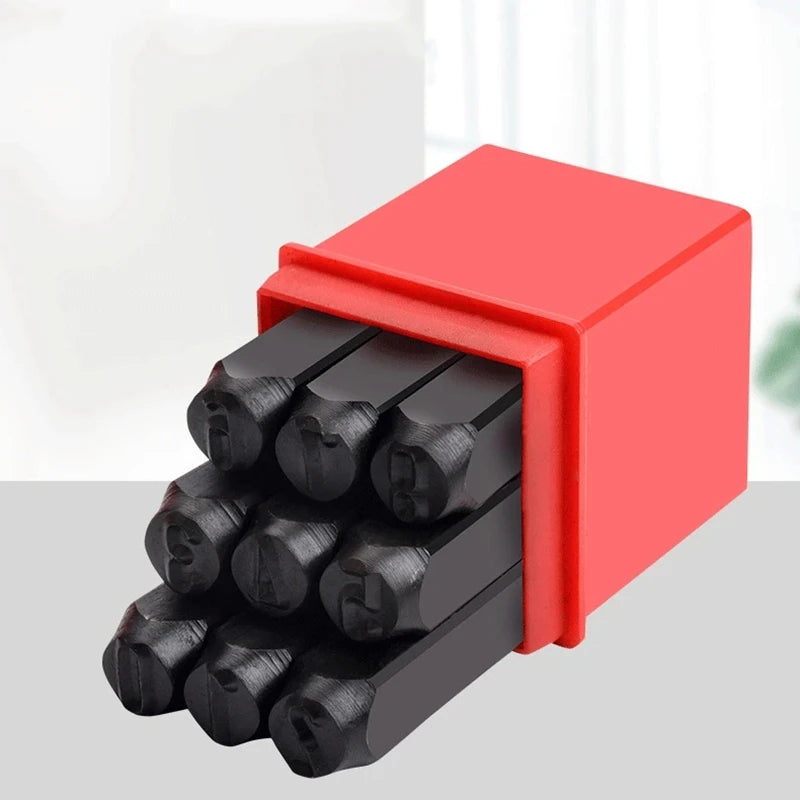 2/2.5/3/4/5/6mm Number Stamp Alloy Steel Stamp Kit With Storage Box Punch Metal Leather Craft DIY Jewelry Gold Silver LOGO St