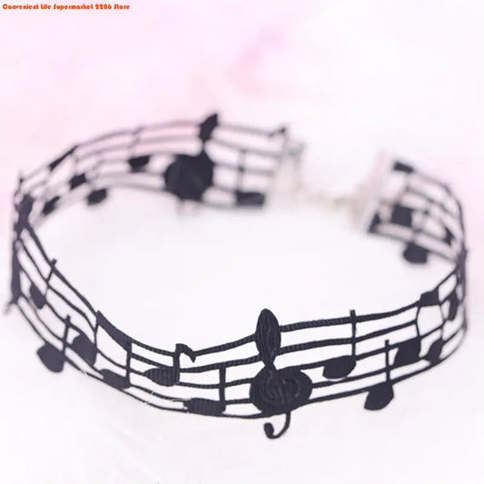 Handmade Black Short Necklace Featuring Unique Musical Note Design Women Jewelry for Fashionable Women and Music Lovers