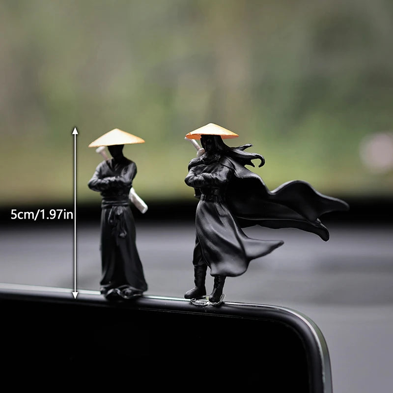 Resin Mini Figurines Decorative 50mm Ancient Sino-Japanese Samurai Warriors Office Cubicle Home Desktop Car Interior Model Gi