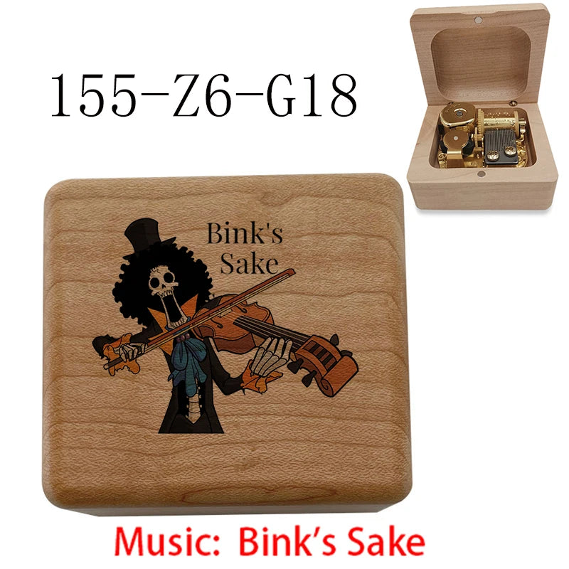 Bink's Wooden Painted Music Box Anime Carved Musical Box Desktop Decoration Sake Melody Christmas Birthday Gift