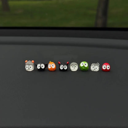 8 PCS Trick or Treat Series of Small Coal Ball Car Mounted Creative Ornaments Car Center Console Screens Car Garden Decoratio