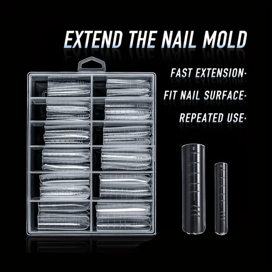 120Pcs Clear Full Cover Dual Nail System for Uv Gel Acrylic Nail Art - Includes Scale and U-Shaped Tips for Extension - Perfe