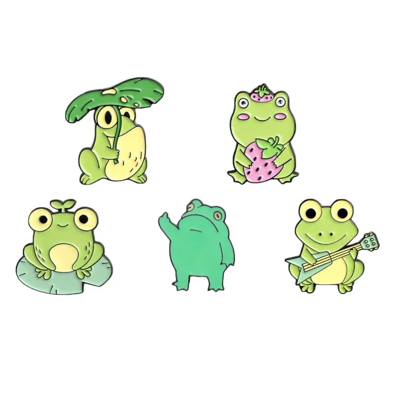 Cute Funny Vertical Middle Finger Frog Alloy Brooch Creative Cartoon Animal Badge Personality All-match Clothing Accessories