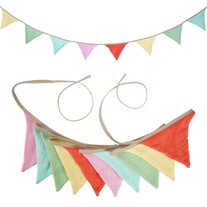 2.6M Nursery Fabric Bunting 10 Triangle Pennant Flags Party Decor Banner Home Baby Shower Carnival Garland - NO017-Childhood