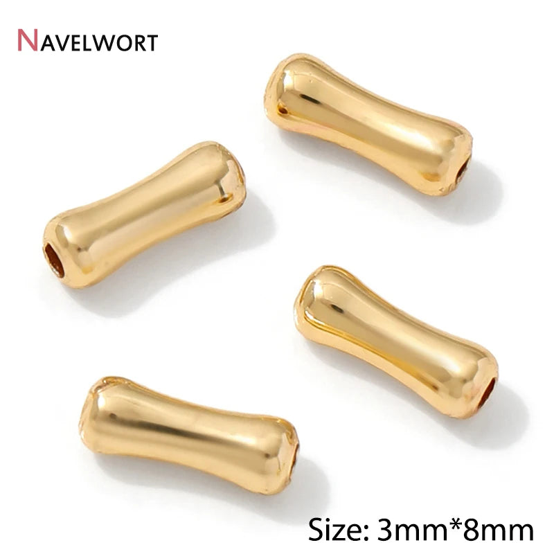 14K Gold Plated Oval Stripe Spacer Beads,Beads Separator,Brass Metal Flat Spacer Beads For Bracelet Necklace Making Accessori