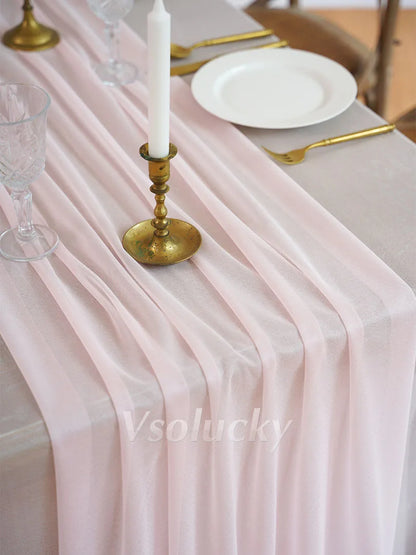 Table Runner Luxury Sheer for Wedding Rustic Boho Party Bridal Shower Birthday Christmas Decorations - Baby Pink / 2m X 74cm
