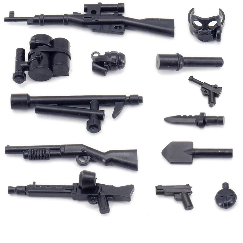 Military MG-34 Machine Gun Army WW2 Mini Action Figure Accessories Pack MOC Parts Building Block Bricks Toy - black