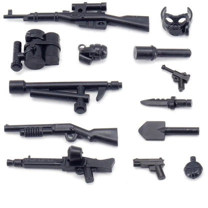 Military MG-34 Machine Gun Army WW2 Mini Action Figure Accessories Pack MOC Parts Building Block Bricks Toy - black