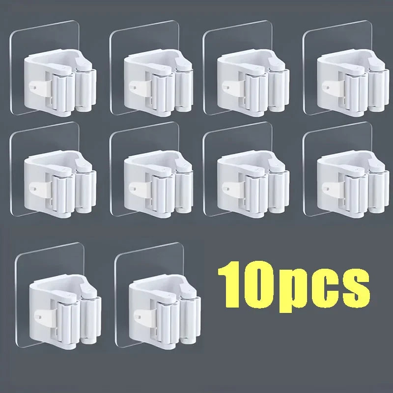 Home Storage Rack Wall Hanging Shelf Bathroom Shower Holder Storage Traceless Hook Mop Organizer Waterproof Broom Hanger - 10