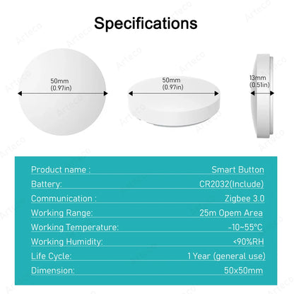 Zigbee Button Smart Wireless Remote Control Scene Switch Battery Powered Automation Scenario Switch For EWelink Devices Z2mqt