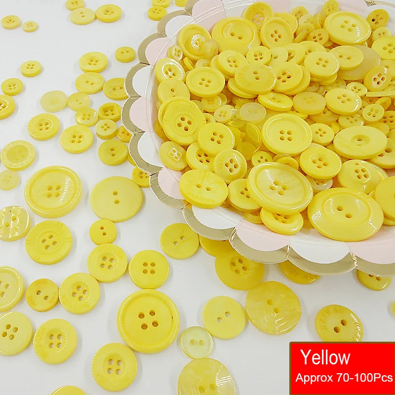 50g/Pack Mix Size Mix color Resin Button 1-3cm Sewing Buttons For Scrapbook Crafts DIY Handmade Sewing Accessories - Yellow