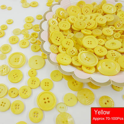 50g/Pack Mix Size Mix color Resin Button 1-3cm Sewing Buttons For Scrapbook Crafts DIY Handmade Sewing Accessories - Yellow