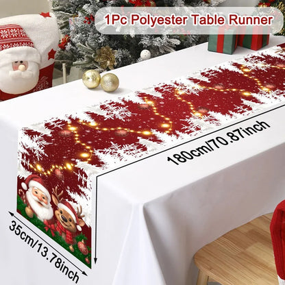 Merry Christmas Santa Claus Table Runner Christmas Decor for Home 2025 Winter Holiday Kitchen Dining Table Decor Navidad Gift