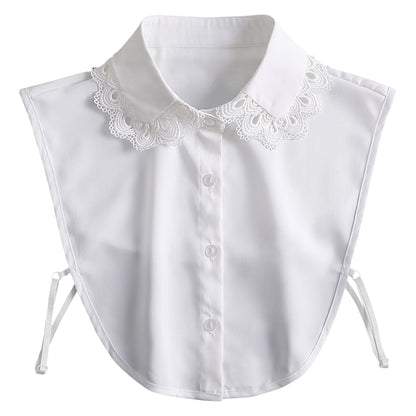 Fashion 2025 Front Tie White Fake Collar for Women Stand Detachable Collar Fake Girls Vintage Lace Ladies False Blouse Collar