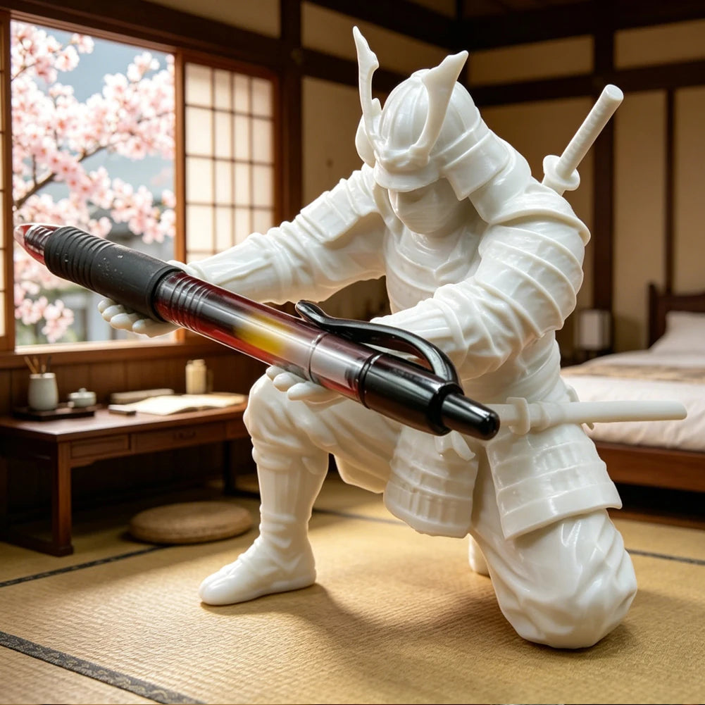 Creative Samurai Pen Holder Japanese Warrior Pencil Rack 3D Printed Stationery Organizer Stand Office Ornament Desk Decor Gif