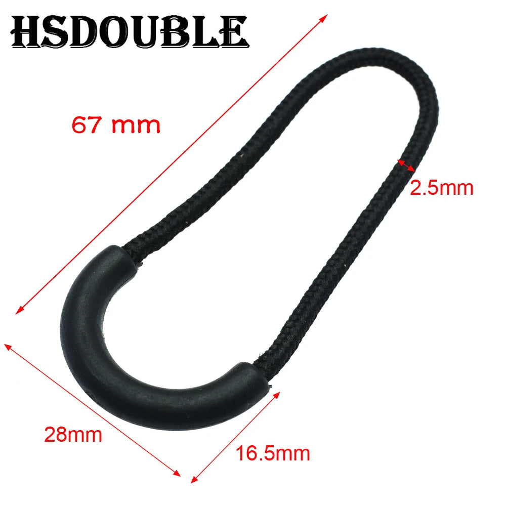 10 Pcs/Pack Zipper Pulls Cord Ends Strap Lariat Black For Apparel Accessories - C0100
