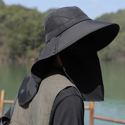 Wide Brim Outdoor Sun Hat Breathable Full Face Sun Shield Cap Anti Uv Fishing Travel Sports Sunshade Hat For Daily Outdoor Us