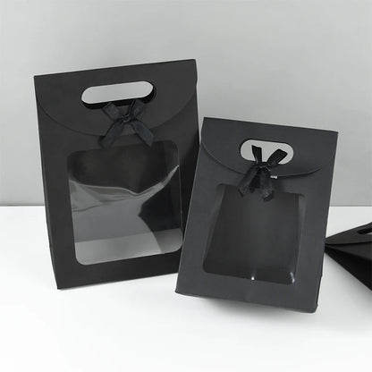 10/20pcs Black White Gift Box with Clear Window Wedding Favors Birthday Party Candy Snack Biscuit Packaging Bag Christmas Gif