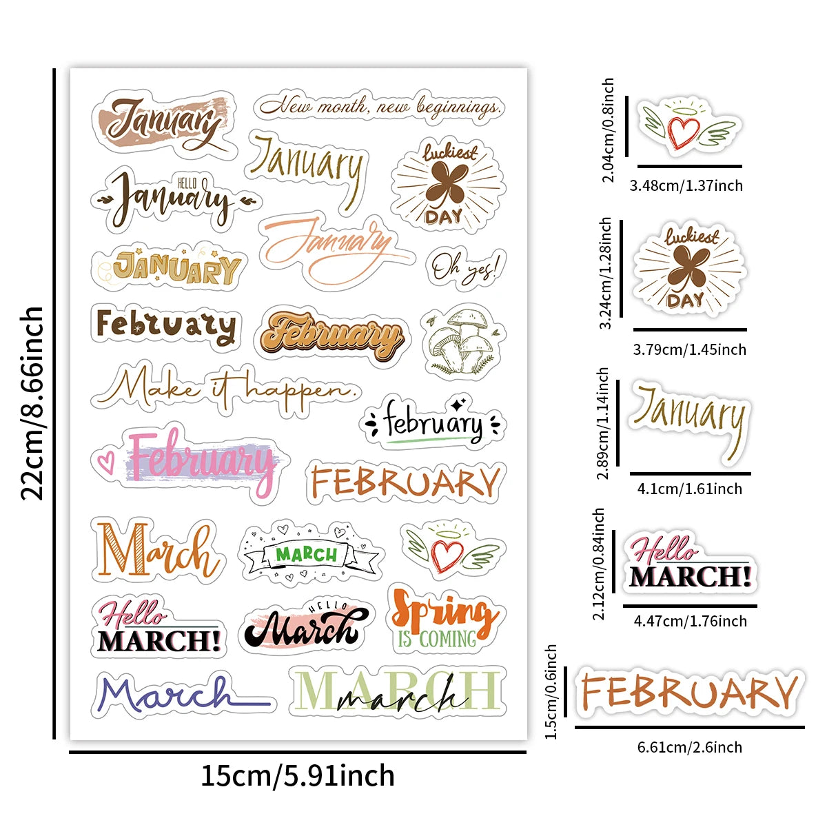 4sheets Colorful Monthly Calendar Stickers-Inspirational Quotes Design,Monthly Planner Sticker For Decor,Gift Wrapping,Diy Cr