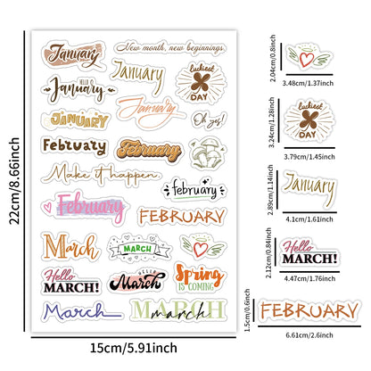4sheets Colorful Monthly Calendar Stickers-Inspirational Quotes Design,Monthly Planner Sticker For Decor,Gift Wrapping,Diy Cr