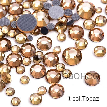 Bobohoo DMC SS6-SS30 Crystal Stones HotFix Rhinestone Glitter Crystal Strass Iron On Rhinestones For Garment Clothing Dress -