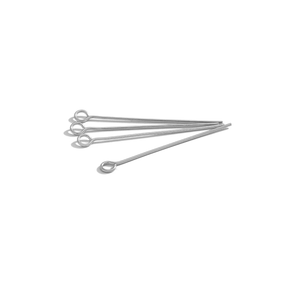 100Pcs 15-50mm Stainless Steel Water Gold Color Eye Pins Hooks Earrings Findings DIY for Jewelry Handmade Crafts Making 0.6mm