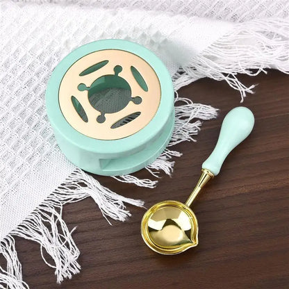 1/2/3pcs Wax Seal Set Wood Wax Melting Lacquer Furnace With /Spoon/Handle Wax Bead Melting Heater Wax Pot Heater For Stamp Cr