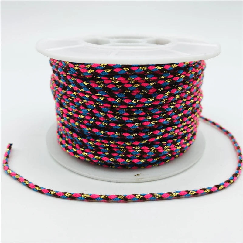 5yards/Lot 2.5mm Gold Line 100% Cotton Cord Rope Chinese Knot Macrame Cord Rope For Jewelry Making For Shamballa Bracelet - 0