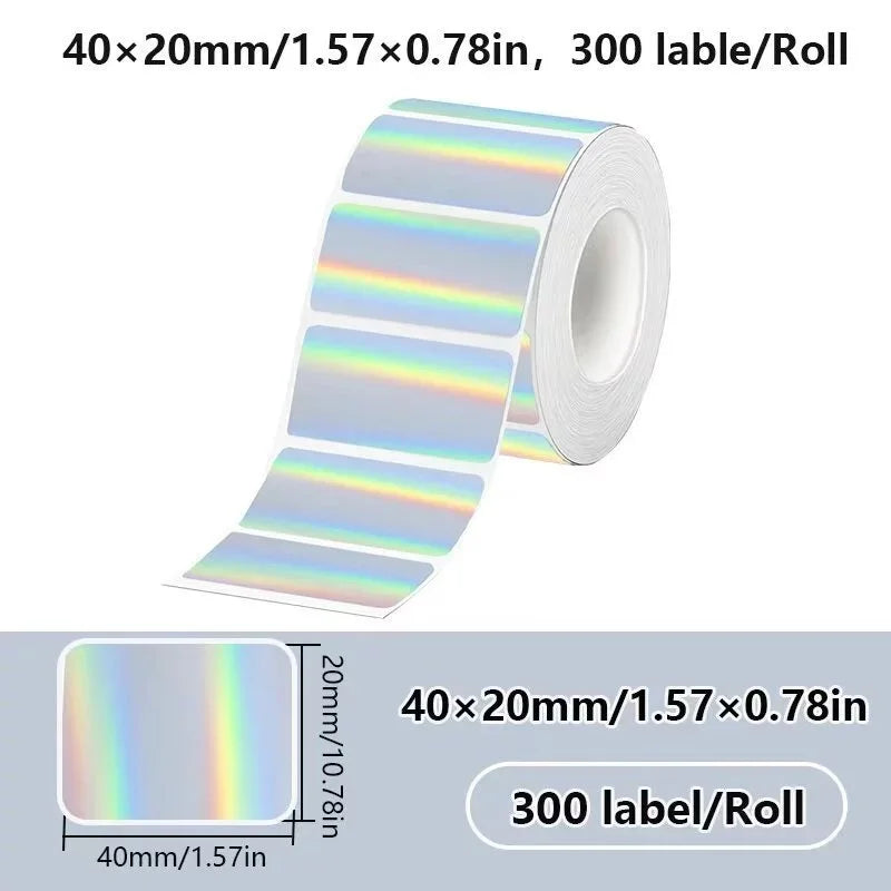 1Roll 40x20MM Compatible Phomemo M110 M220 M200 Self-Adhesive Color Laser Thermal Paper, E210 P50 Detong P1 HPRT T20 MAKER