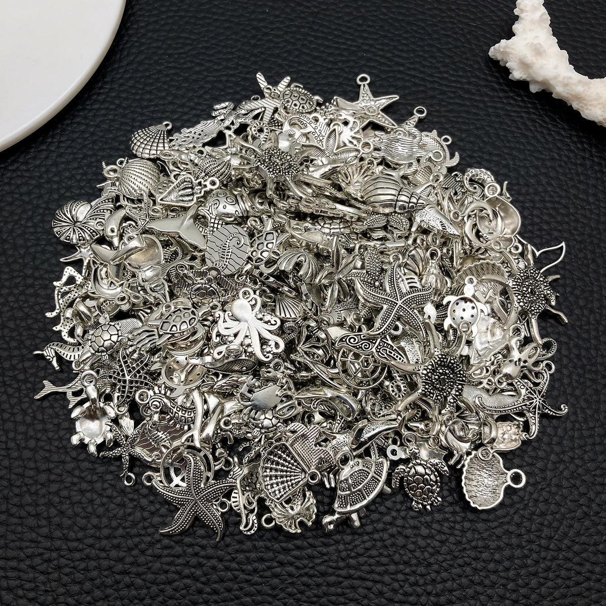 Mystic Ocean Charm Collection (20/50/100pcs) - Nautical DIY Jewelry Supplies in Aged Silver Finish