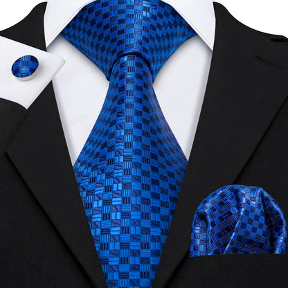 Men Tie Gold Navy Blue Striped Tie Barry.Wang 3.4" Jacquard Party Wedding Woven Fashion Designers Necktie For Men silk Busine