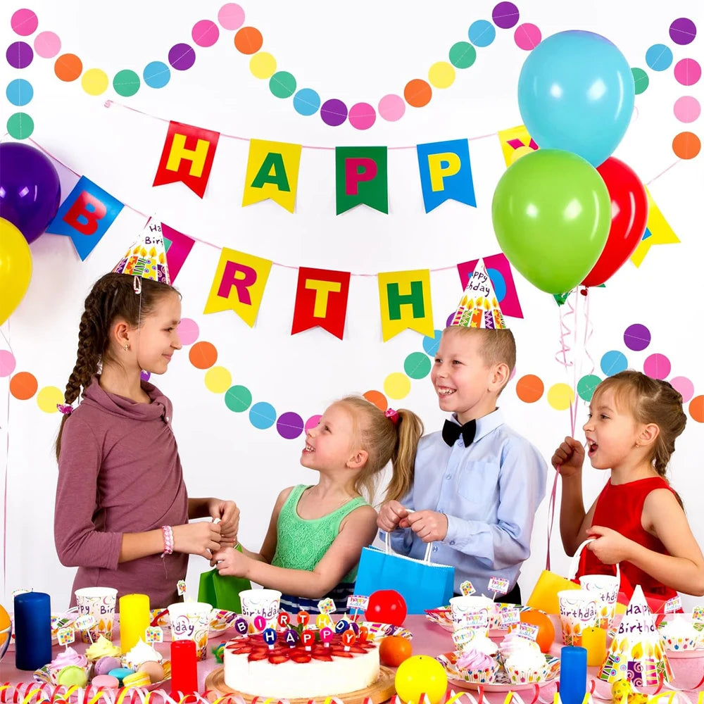 Colorful Round Birthday Banner Banners Wedding Banner for Party Home Wall Hanging Decoration Baby Shower Favors