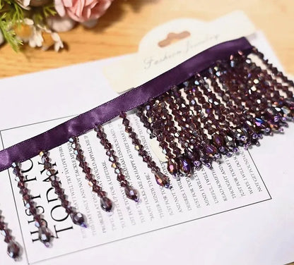Crystal Pendant Beaded Fringe Lace DIY Clothing Stage Clothing Home Curtain Trim Headwear Decorative Accessories - color 20