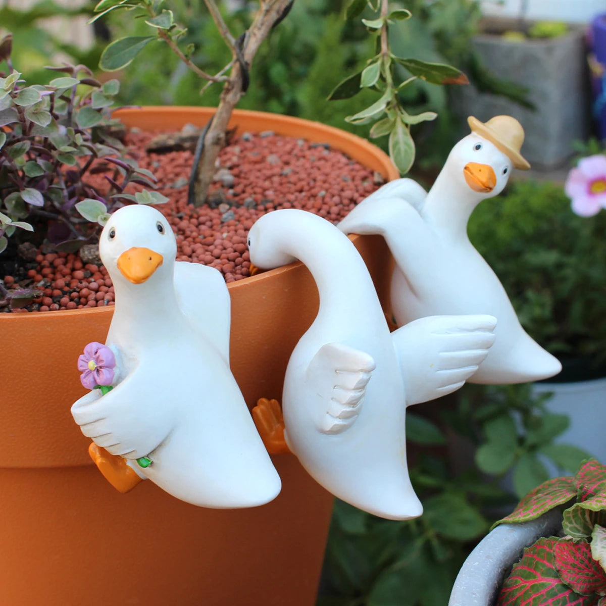 3 Duck Pendants, Garden Bonsai Decoration Animal Pendants, Resin Handicrafts