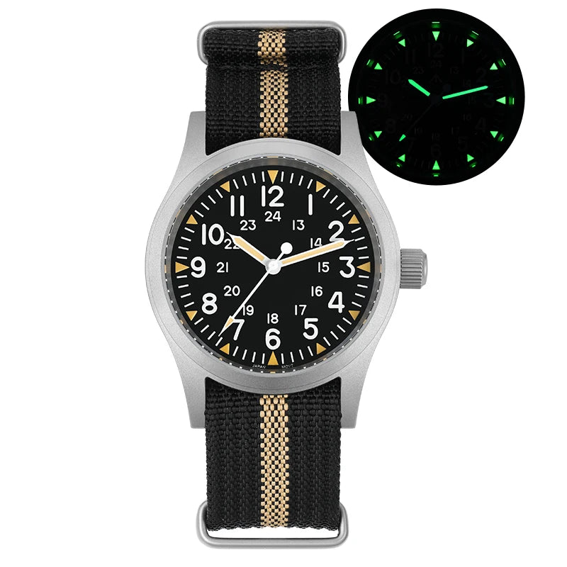 Militado ML05 Vintage Watch VH31 Sweep Second Movement Domed Sapphire Crystal With High Clear AR Coating Luminous 38mm Watche