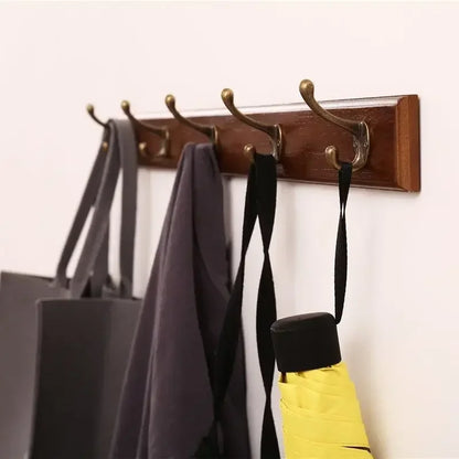 Wall Mounted Solid Wood Coat Rack with Hooks Hats Clothes Hanger Closet Organizer Perchero Furniture for Hallway Entrance Dec