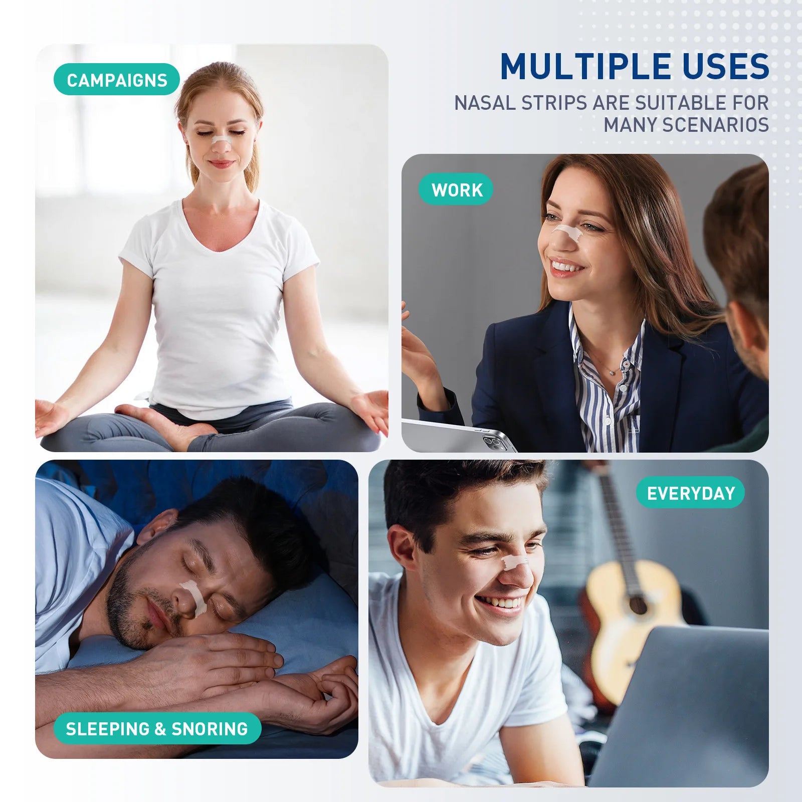 30/60/90Pcs,Sleep Nasal Strips,Nose Breathe Strips,Anti Snoring Nose Strips for Breathing,Exercise Air Inhalatiand Improve Sl