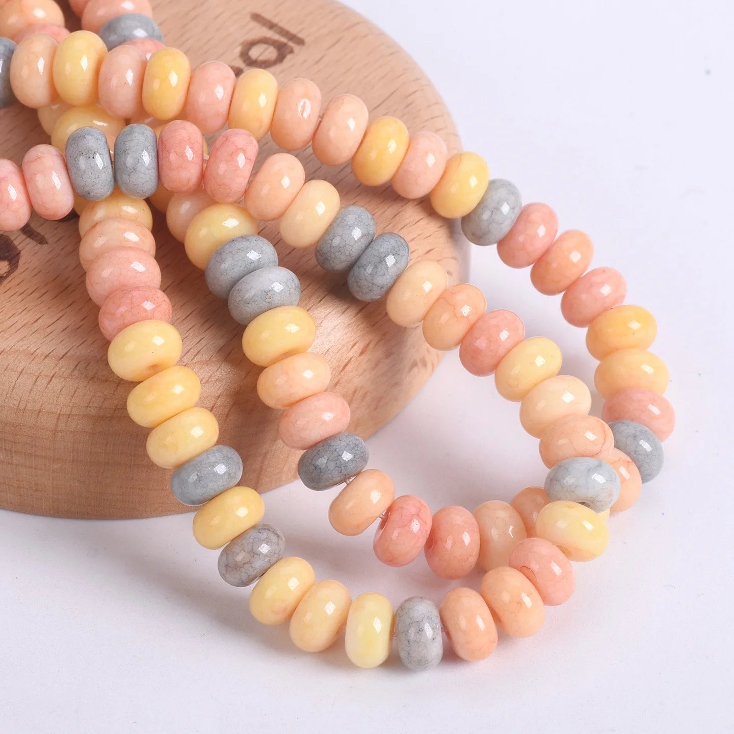 50pcs Mixed Colors Rondelle Shape 8x5mm Opaque Glass Loose Spacer Beads Lot For Jewelry Making DIY Bracelet Findings