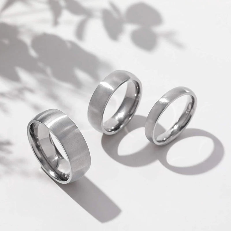 Tigrade 4/6/8mm Brushed Simple Silver/Black Color Titanium Ring Men Minimalist Wedding Band Engagement Rings Women Male Jewel