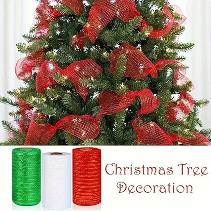 Christmas Decor Mesh Ribbon Bow Wreath Garland Christmas Tree Decorations Ribbon Home Decor Navidad Noel NewYear Gifts Packag