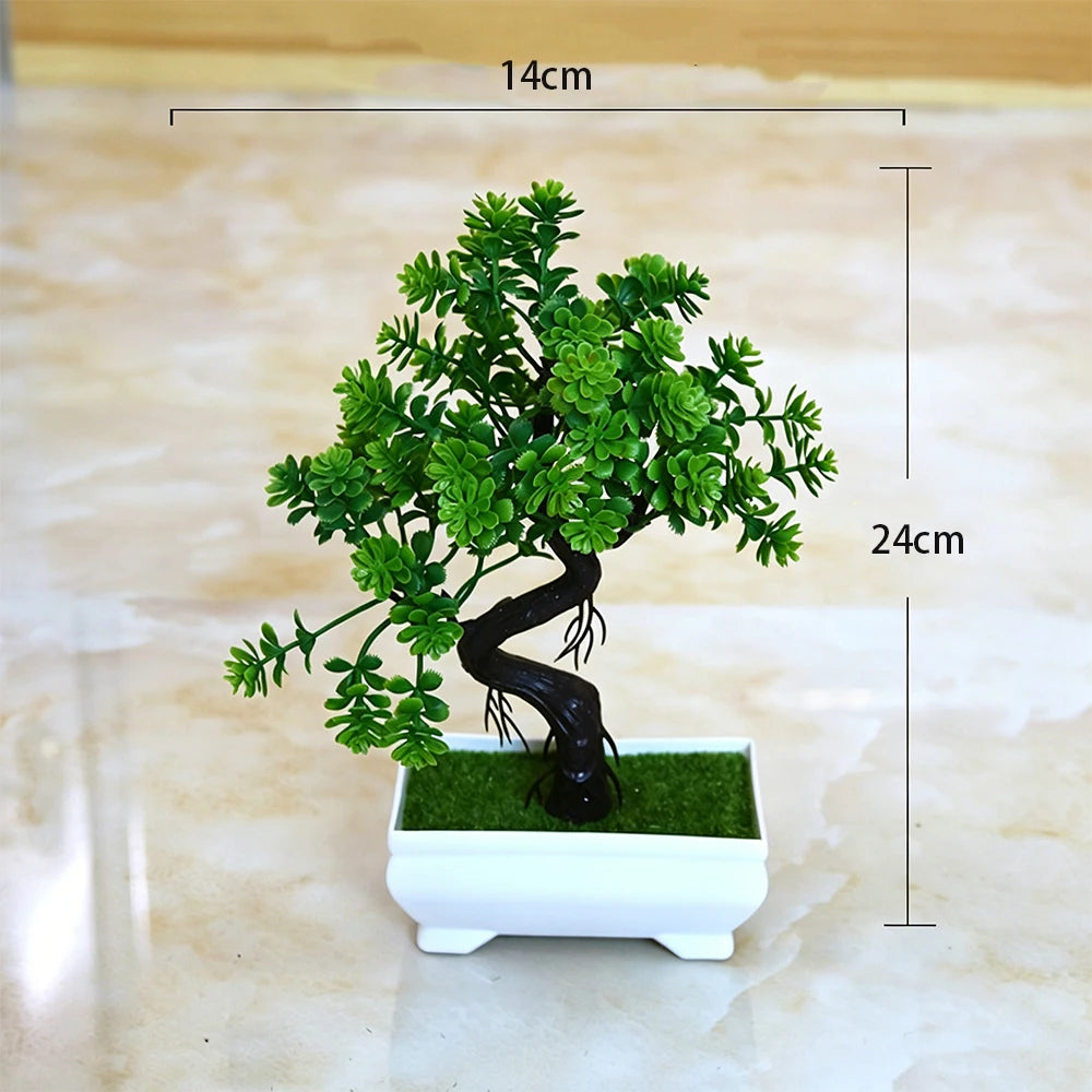 Artificial Plants Bonsai Simulated Tree Potted Fake Flowers Table Porch Potted Ornaments Home Wedding Decor Housewarming Gift