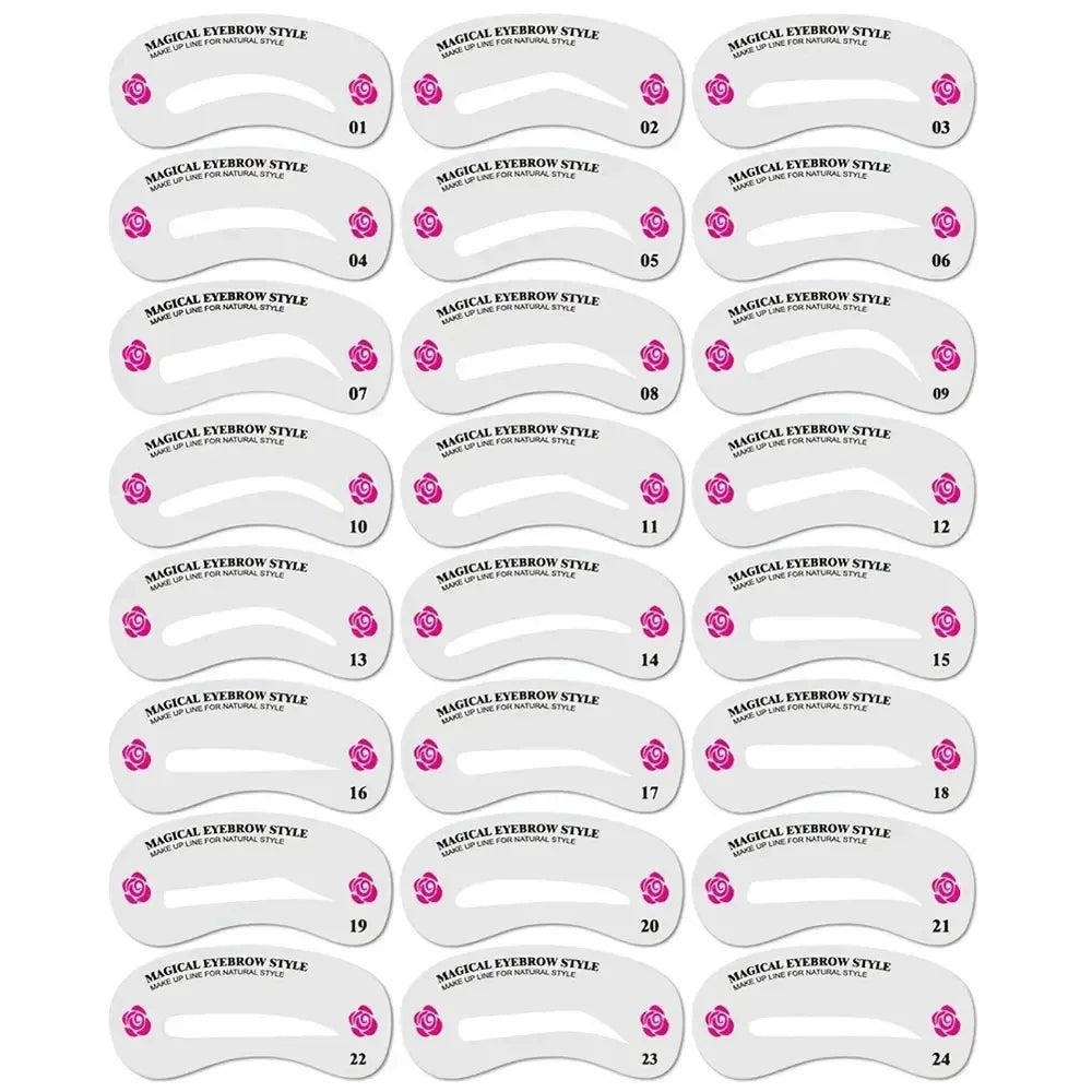 24 Styles Eyebrow Templates Eyebrow Shaping Mold Beauty Set Makeup Styler Set Template Tools Female Beauty Model - 24pcs in o